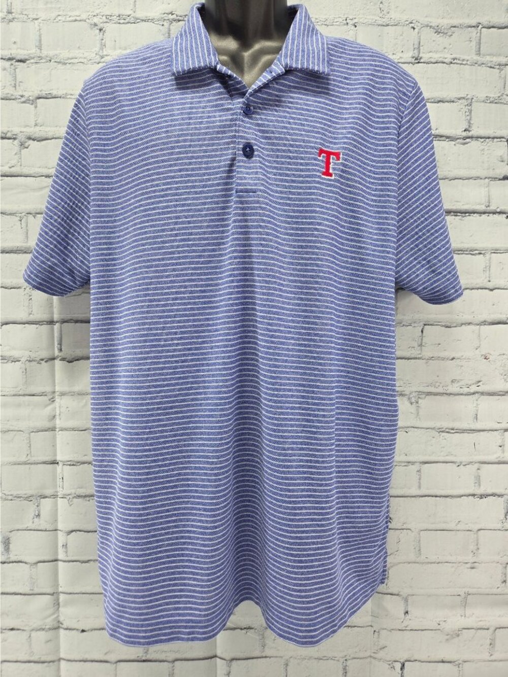 Antigua Texas Rangers Mens Blue Striped Polo Shirt XL